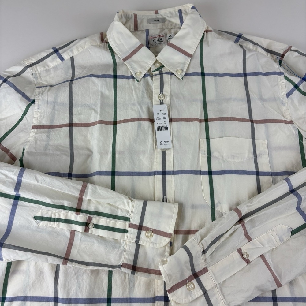 J Crew Shirt Mens XL Slim‎ Cotton Button Down Secret Wash New With Tags